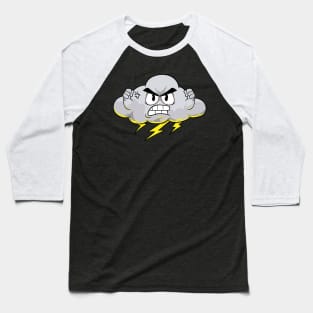 Angry Cloud with Lightning Thunderstorm Weather Baseball T-Shirt